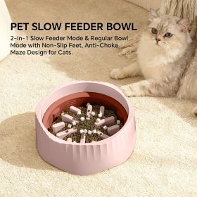 Pink dual-purpose slow food bowl, fast/slow food can be freely switched to adapt to different pet eating habits, cross-border hot selling pet supplies