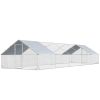 Large Chicken Coop with Waterproof and Anti-UV Cover, Spire Shaped for Outdoor and Yard Farm Use, 33' x 10' x 6.4'