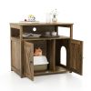 Cat Litter Box Enclosure with Double Barn Doors, Divider, Side Entry and Storage Shelf