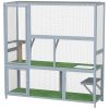 Catio Outdoor Cat Enclosure, 77" H Wooden Cat House with Weatherproof Roof, Platforms and Scratching Post