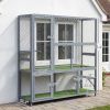 Catio Outdoor Cat Enclosure, 77" H Wooden Cat House with Weatherproof Roof, Platforms and Scratching Post