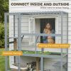 Catio Outdoor Cat Enclosure, 77" H Wooden Cat House with Weatherproof Roof, Platforms and Scratching Post