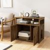 Cat Litter Box Enclosure with Double Barn Doors, Divider, Side Entry and Storage Shelf