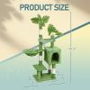 48in Plush Cat Tree with Leaves, Multi-level Cat Tower with Cat Condo, Cozy Hammock, Sisal Scratching Posts