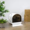Covered Cat Litter Box with Lid, Scoop, and Filter, Sleek White
