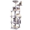 Cat Tree for Indoor Cats, 72" Cat Tower with 2 Cat Condos, Sisal Scratching Post, Hammock, Top Perch, Jumping Platforms